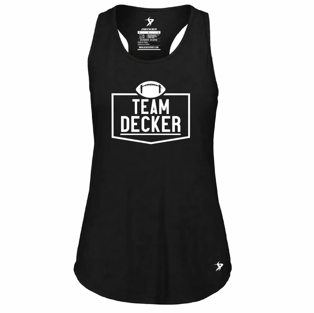 [FT0TUBBK-FAXS-LOGO1] Decker Women's Tri-Blend Tank Top (Black, Female Adult XS, Logo 1)