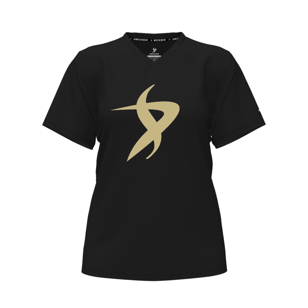 [CUS-DFW-TEES-PER-CNK-LSLBK-FYXS-LOGO1] Decker Performance T-Shirt (Crew Neck, Long Sleeve, Black, Female Youth XS, Logo 1)